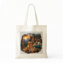 Golden Retriever Cabin Adventure Tote Bag
