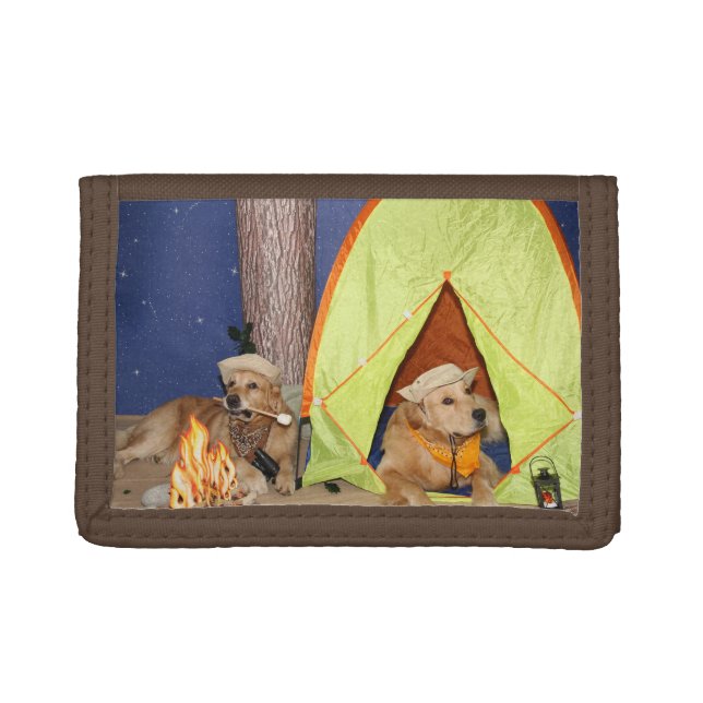 Golden Retriever Camping Tri-fold Wallet (Front)