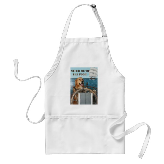 Golden Retriever Captain Steering to the Food Adult Apron (Front)
