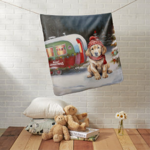 Golden Retriever Caravan Christmas Adventure Baby Blanket