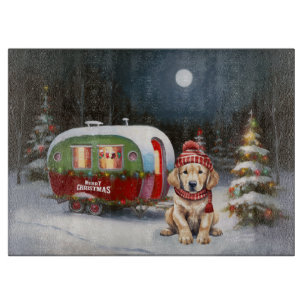 Golden Retriever Caravan Christmas Adventure Cutting Board