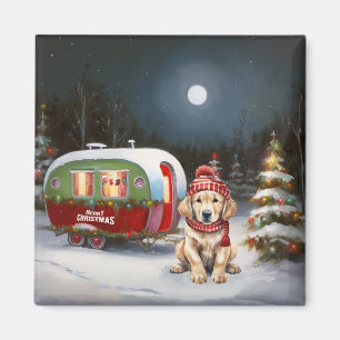 Golden Retriever Caravan Christmas Adventure Magnet