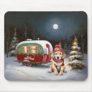 Golden Retriever Caravan Christmas Adventure Mouse Pad