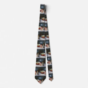 Golden Retriever Caravan Christmas Adventure Neck Tie