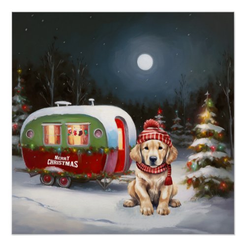 Golden Retriever Caravan Christmas Adventure Poster