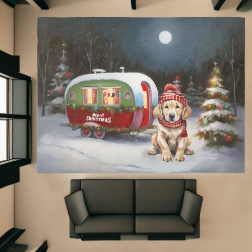 Golden Retriever Caravan Christmas Adventure Rug