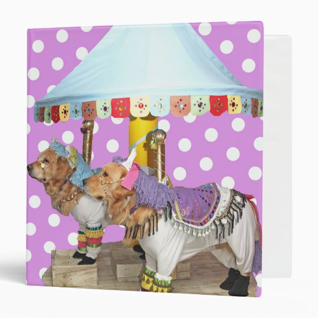 Golden Retriever Carousel 3 Ring Binder (Front/Inside)