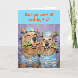 Golden Retriever Carrot Easter Card