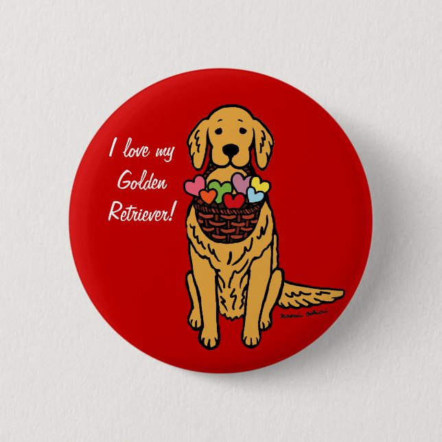 Golden Retriever Cartoon Button (Front)