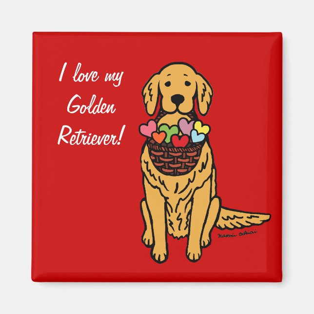 Golden Retriever Cartoon Magnet (Front)