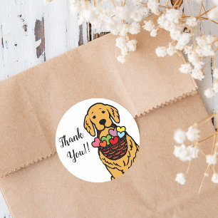 Golden Retriever Cartoon Thank You Classic Round Sticker