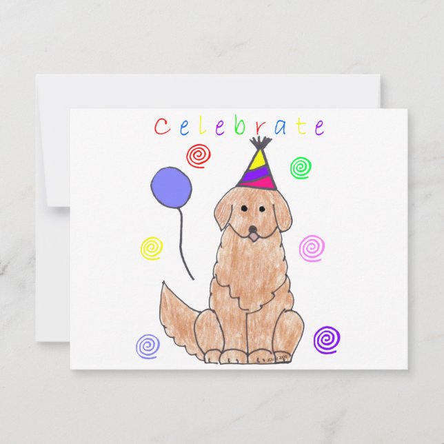 Golden Retriever Celebrate Invitation (Front)