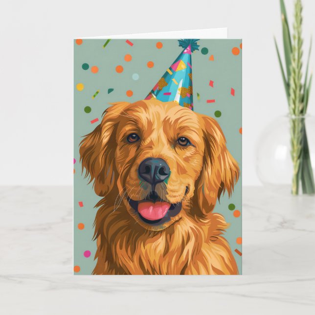 Golden Retriever Celebration Greeting Card (Front)
