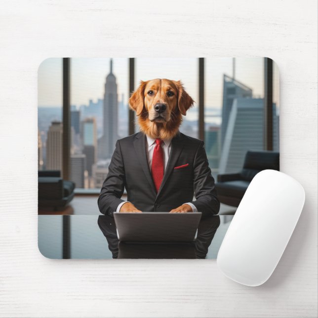 Golden Retriever CEO In a Modern Office Mouse Pad (With Mouse)