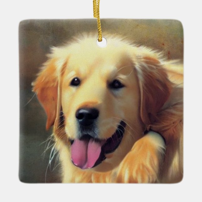 Golden Retriever  Ceramic Ornament (Front)