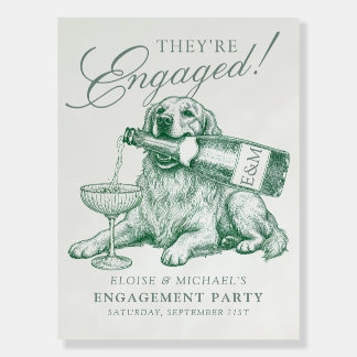 Golden Retriever Champagne Engagement Party Foam Board