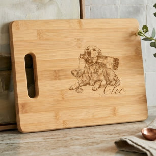 Golden Retriever Champagne Pet Portrait Engraved Cutting Board
