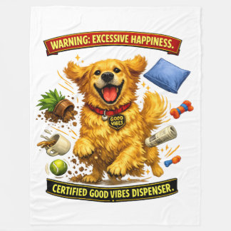 Golden Retriever Chaos Mode Activated Fleece Blanket
