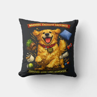 Golden Retriever Chaos Mode Activated Throw Pillow