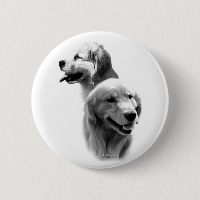 Golden Retriever Charcoal 2 - Button (Front)