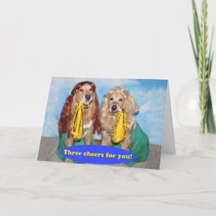 Golden Retriever Cheerleaders Congratulations Card