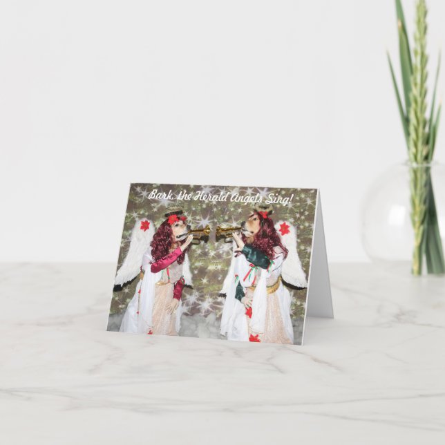 Golden Retriever Christmas Angels Card (Front)