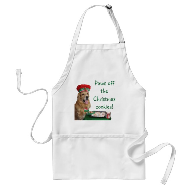 Golden Retriever Christmas Baker Adult Apron (Front)