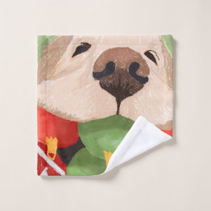 Golden Retriever Christmas Balls Mouth Funny GIft Wash Cloth