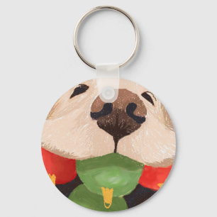 Golden Retriever Christmas Balls Mouth Hilarious Keychain