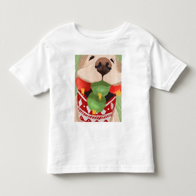 Golden Retriever Christmas Balls Mouth Hilarious Toddler T-shirt (Front)