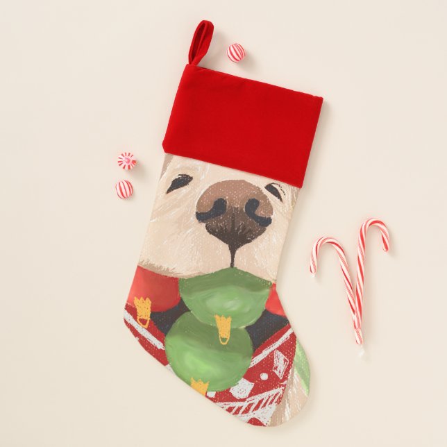 Golden Retriever Christmas Balls Mouth Pet Christmas Stocking (Front)