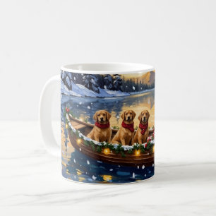 Golden Retriever Christmas Boat Holiday Coffee Mug
