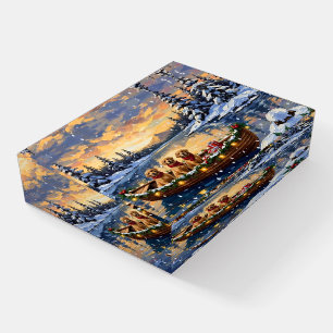 Golden Retriever Christmas Boat Holiday Paperweight