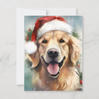 Golden Retriever Christmas brush painting artwork