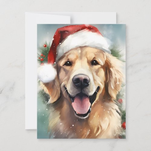 Golden Retriever Christmas brush painting artwork Holiday Card