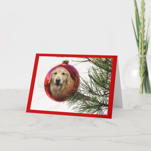 Golden Retriever Christmas Card Ball (Front)