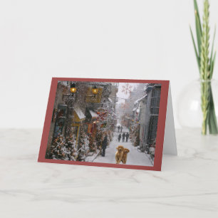 Golden Retriever  Christmas Card City Street
