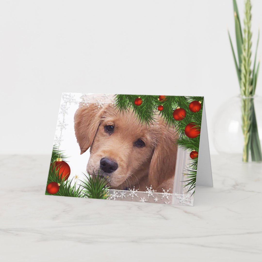Golden Retriever Christmas Card- Cute Dog Puppy Holiday Card | Zazzle