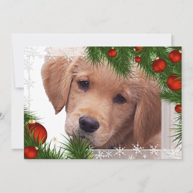 Golden Retriever Christmas Card - Puppy Cute Dog (Front)