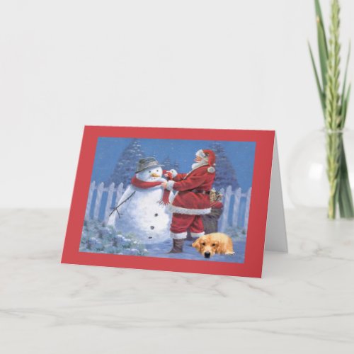 Golden Retriever  Christmas Card Santa Snowman2