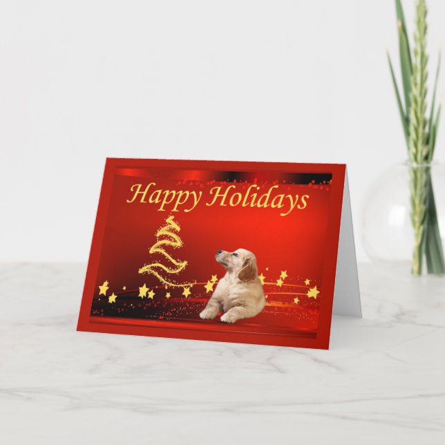 Golden Retriever  Christmas Card Stars1 (Front)