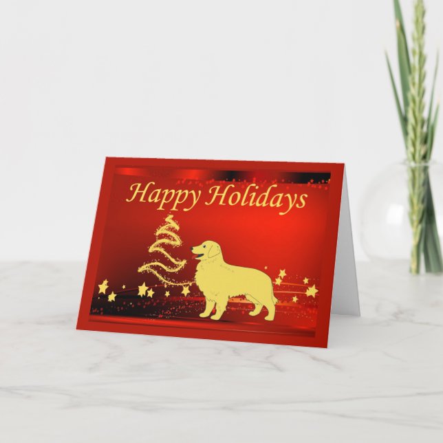 Golden Retriever  Christmas Card Stars2 (Front)