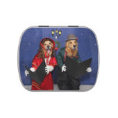 Golden Retriever Christmas Carolers Jelly Belly Candy Tin (Top)