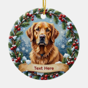 Golden Retriever Christmas Ceramic Ornament