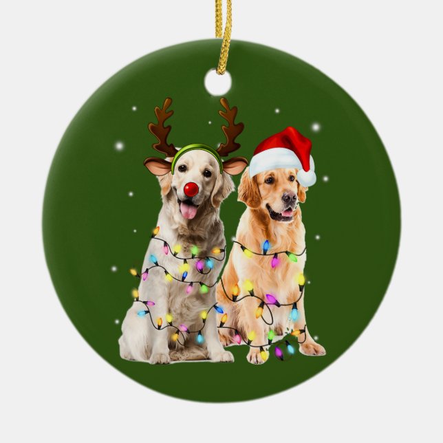 Golden Retriever christmas Ceramic Ornament (Front)