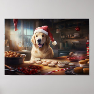 Golden Retriever Christmas Cookies Festive Holiday Poster