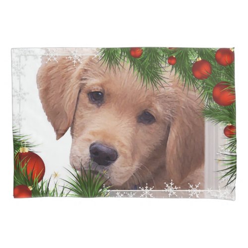 Golden Retriever Christmas _ Cute Dog Puppy Pillow Case