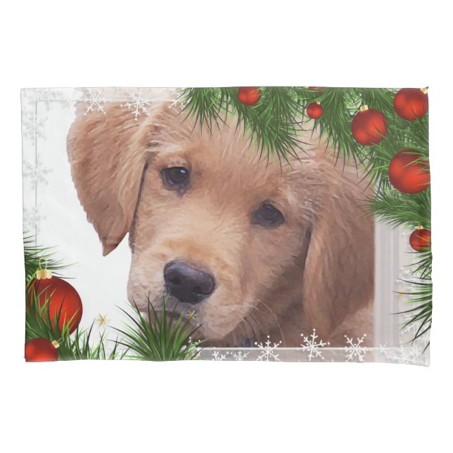 Golden Retriever Christmas - Cute Dog Puppy Pillow Case (Front)