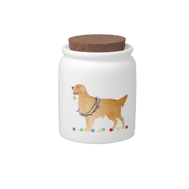 Golden Retriever Christmas Design Candy Jar (Front)