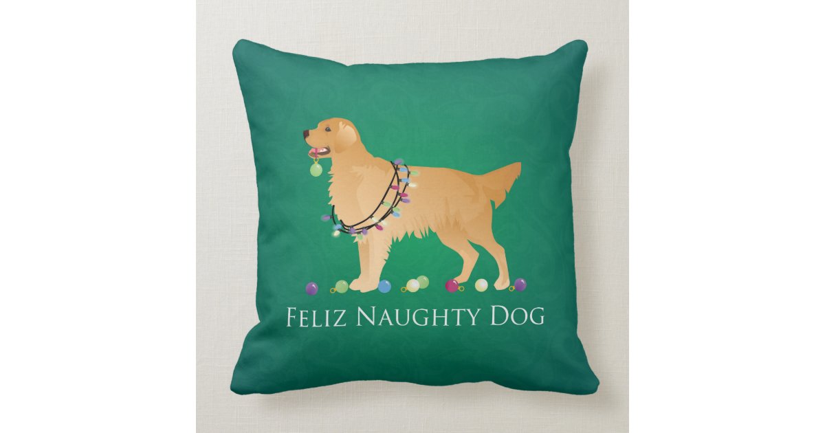 christmas pillow with golden retriever